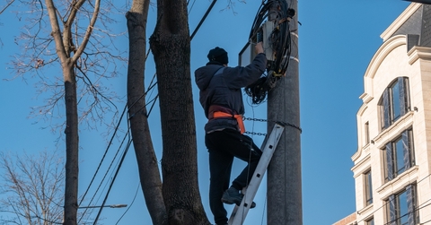 electrician on a ladder