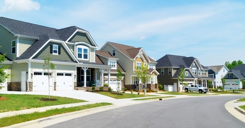 vacant street of suburban homes