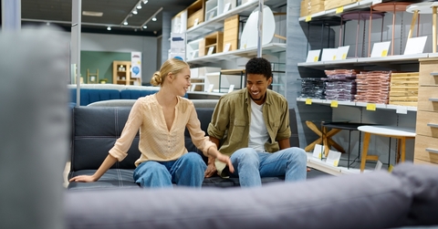 couple choosing sofa