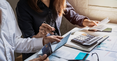 couple checking bills