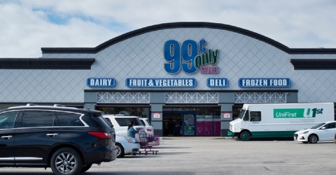 99 Cents Only Stores storefront and parking lot in Houston TX.