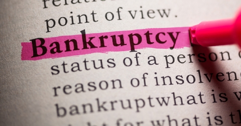 Bankruptcy highlighted on paper