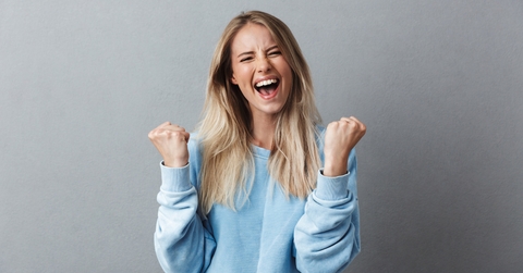 happy girl celebrating success
