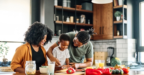 happy african american family cooking together