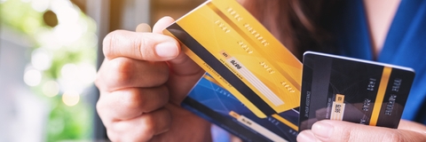 woman choosing credit card