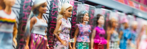 barbie dolls on store shelf