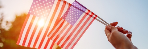 woman holding usa flag