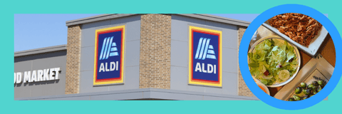Aldi store with meal made from Aldi
