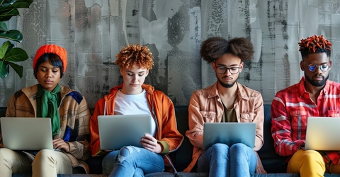 Generation Z people working at office