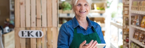 shop assistant with digital tablet