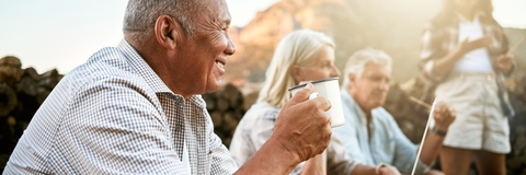 relaxed senior camping 