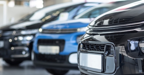 luxury cars at car dealership