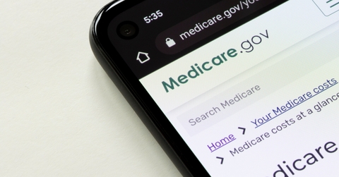 Medicare website on smartphone screen