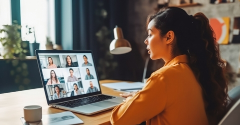 woman attending business video call