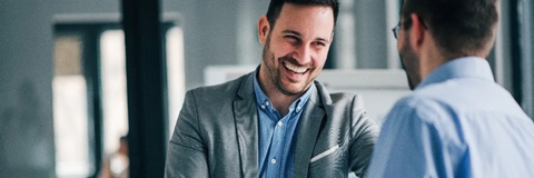 manager giving friendly greeting