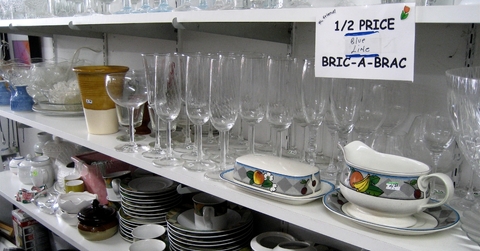 glassware at resale store