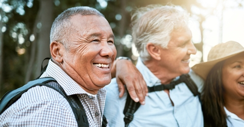 male hiker with his senior friends