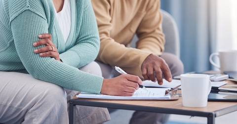 senior couple discussing