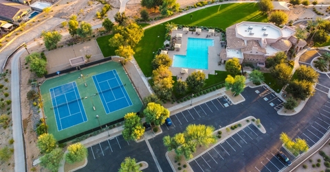 community center with tennis court and pool