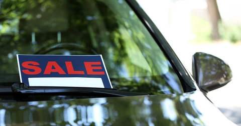 For sale sign on windshield