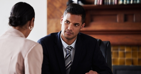 attorney consulting a client