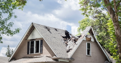 damaged roof of house