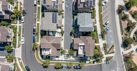 Aerial View of a Modern Suburban Neighborhood