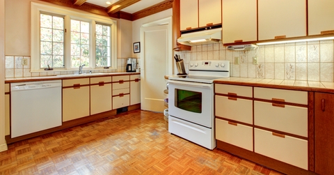 old simple white and wood kitchen