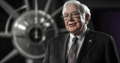 warren buffett in front of clock