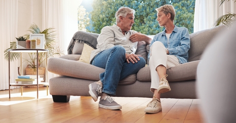 Senior couple, serious talk and communication