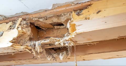 wood joist with termite damage