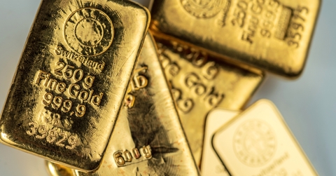 Several cast and minted gold bars