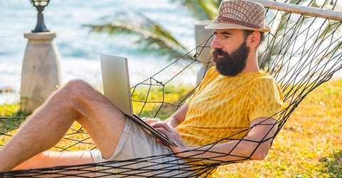 Man working with a laptop