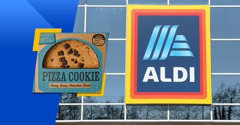 Aldi store exterior and featured item