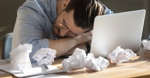 overworked employee fell asleep