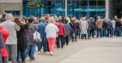 Long queue on street