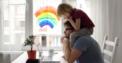 Exhausted parent with hyperactive child