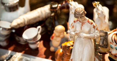 antique porcelain woman and other figurines 