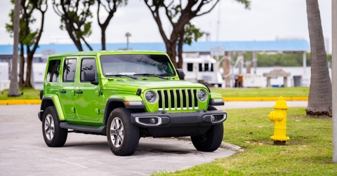 Lime green Jeep Wrangler 