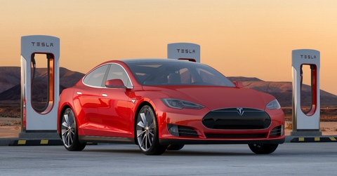 Tesla Model S 85 Performance at a fast charging station