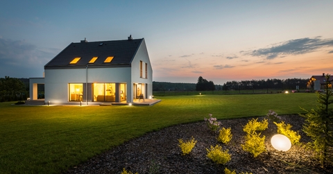 Modern house at night 