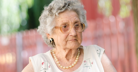 elderly woman wearing glasses
