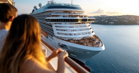 a large cruise ship arrive
