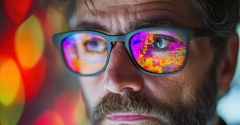 Actuary wearing glasses reviewing risk management charts