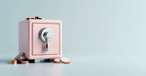 Security safe with coins and banknotes