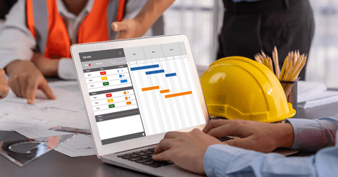 construction manager on laptop