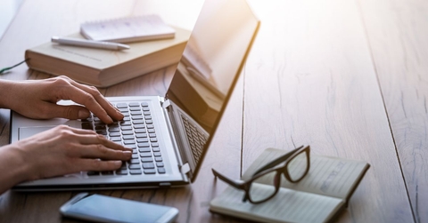 remote work on laptop 