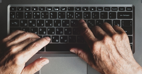 A person typing