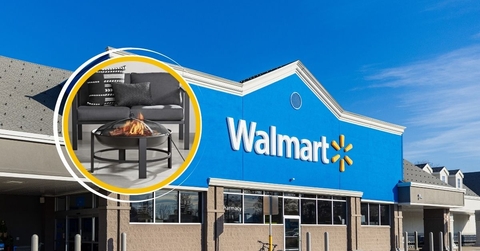 Walmart storefront with fire pit collage