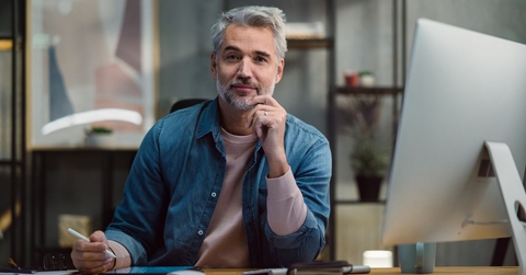 mature man working from home